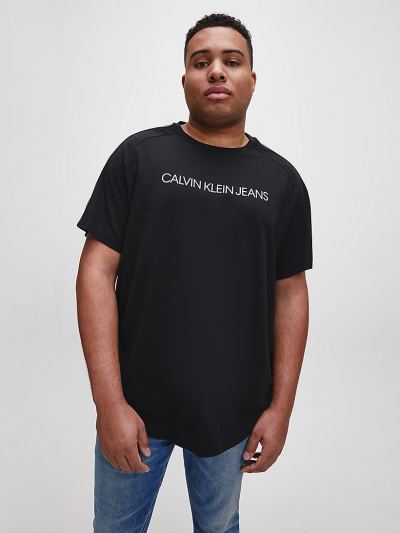 Calvin Klein Ruhák HU850431 | Calvin Klein Plus Size Logo Tape Férfi Póló Fekete